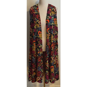 Women's LuLaRoe Black Multicolor Floral Long Vest S